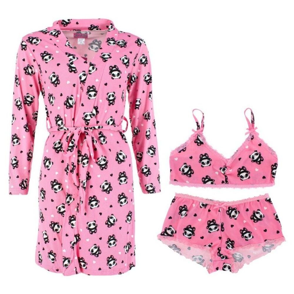 Love to Sleep Women's Panda Print Robe Lounge Set